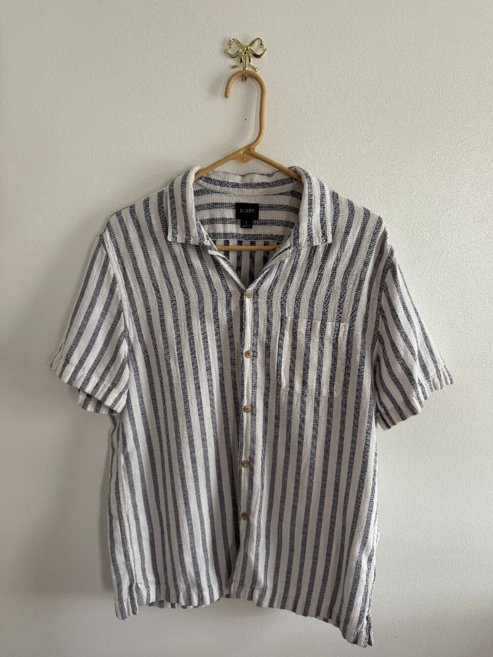 Men's J.Crew Stripe Button Down Tee Short L
